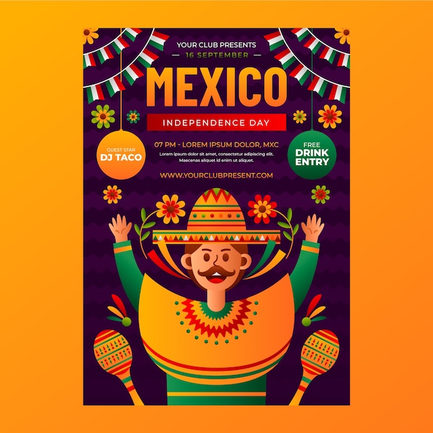 Realistic vertical poster template for mexico independence celebration