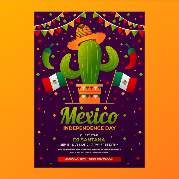 Free vector realistic vertical poster template for mexico independence celebration