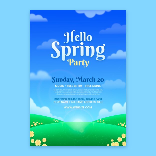 Реалистичный вертикальный шаблон плаката для празднования весны
