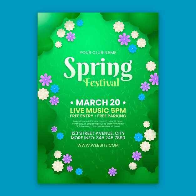 Realistic vertical poster template for spring celebration