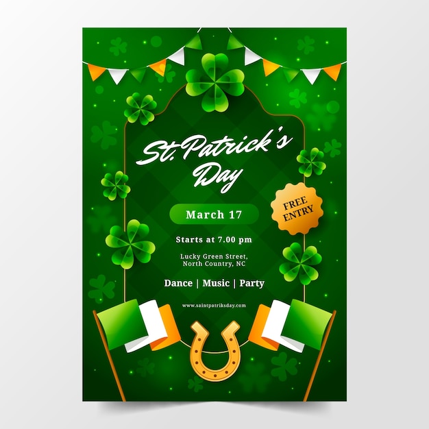 Free vector realistic vertical poster template for st patrick's day celebration