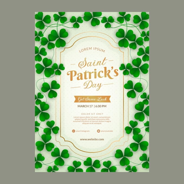 Free vector realistic vertical poster template for st patrick's day celebration