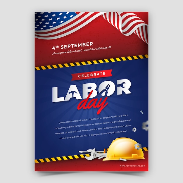 Realistic vertical poster template for us labor day celebration