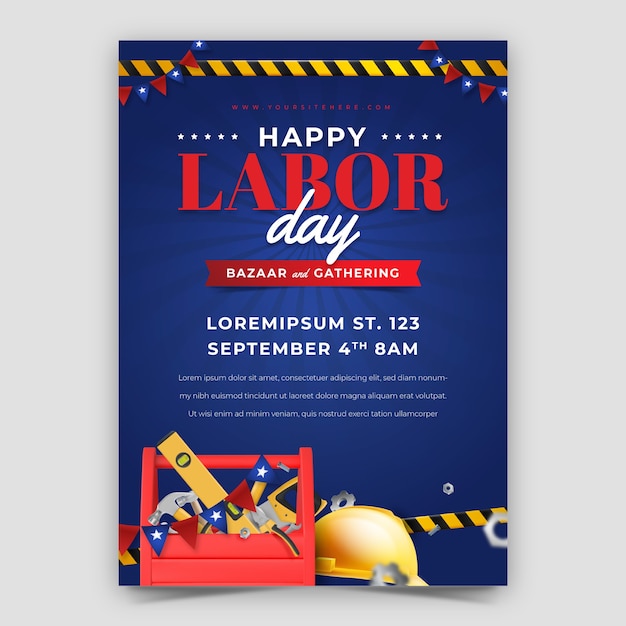 Realistic vertical poster template for us labor day celebration