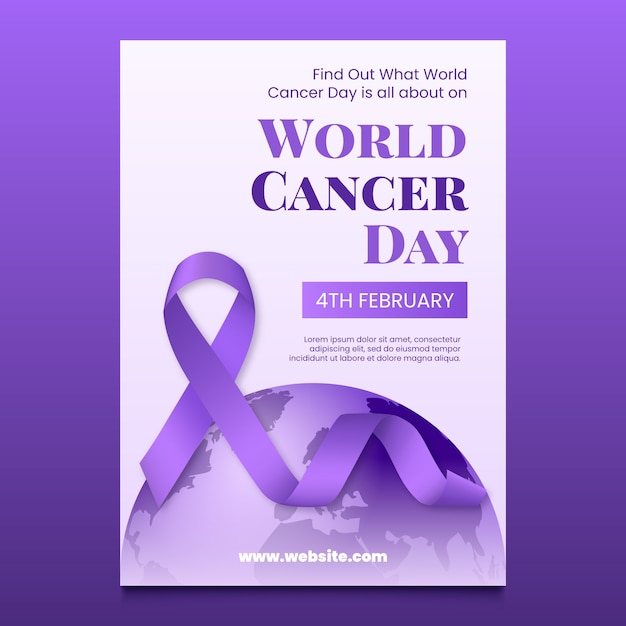 Realistic vertical poster template for world cancer day awareness