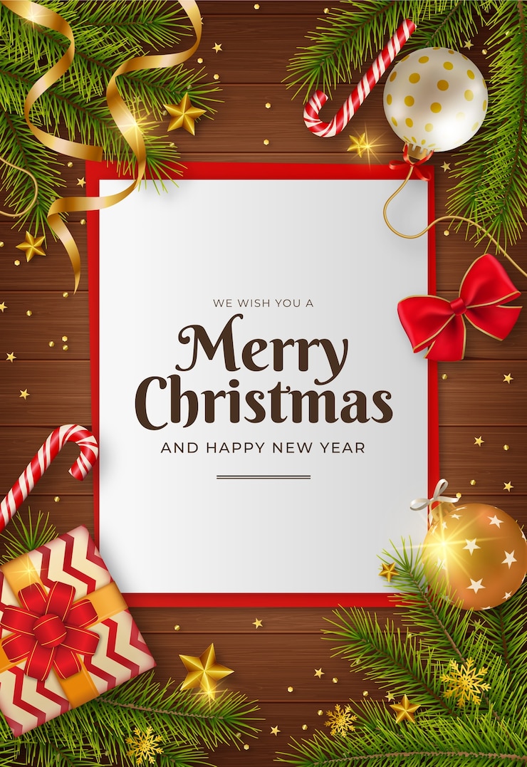 無料Vector クリスマスシーズンのお祝いのためのリアルな垂直壁紙
