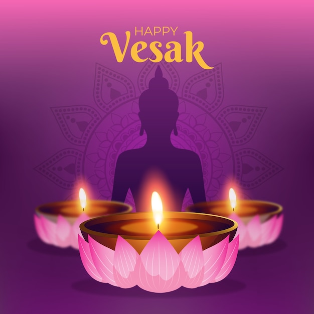 Realistic vesak concept with candles