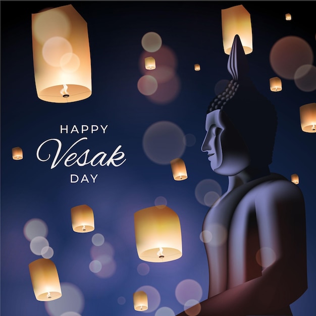 Vettore gratuito illustrazione realistica del giorno di vesak