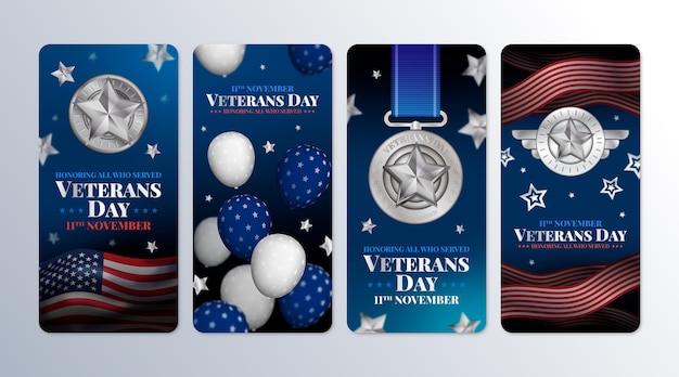 Realistic veteran's day instagram stories collection