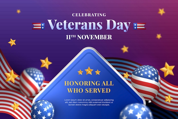 Free vector realistic veterans day background