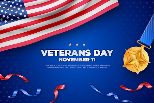 Free vector realistic veterans day background