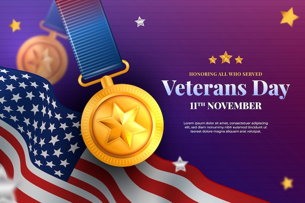 Free vector realistic veterans day illustration