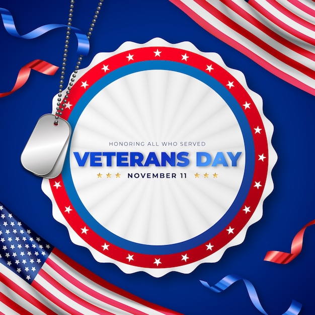 Free vector realistic veterans day illustration