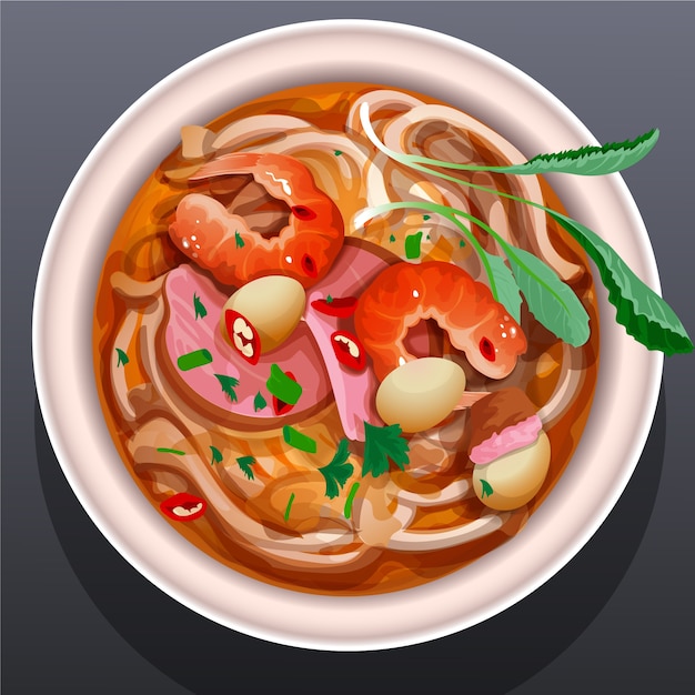 Vettore gratuito illustrazione realistica del cibo vietnamita