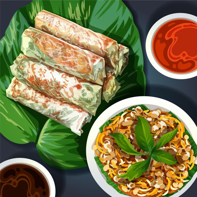 Realistic vietnamese food illustration