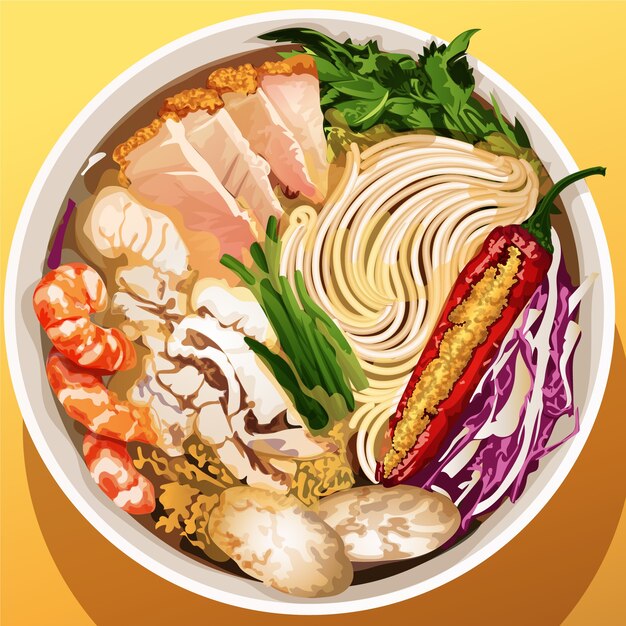 Realistic vietnamese food illustration