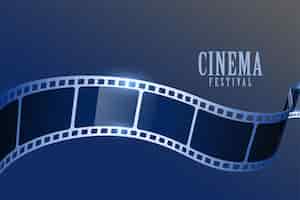 Vettore gratuito design realistico della striscia di pellicola vintage per lo sfondo del festival del cinema