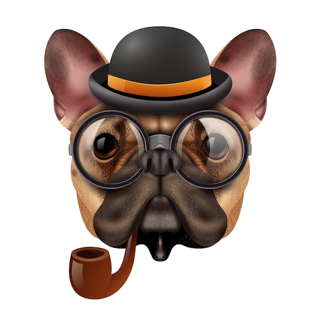 Vettore gratuito bulldog realistico hipster vintage