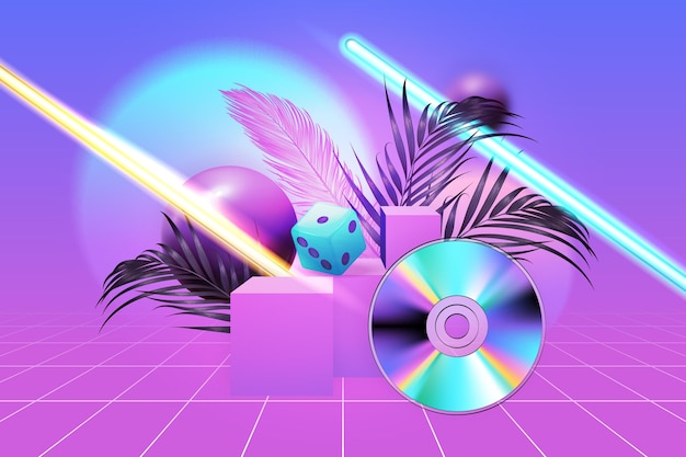 Realistic vintage vaporwave background