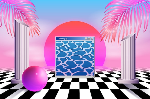 Vettore gratuito sfondo realistico vintage vaporwave