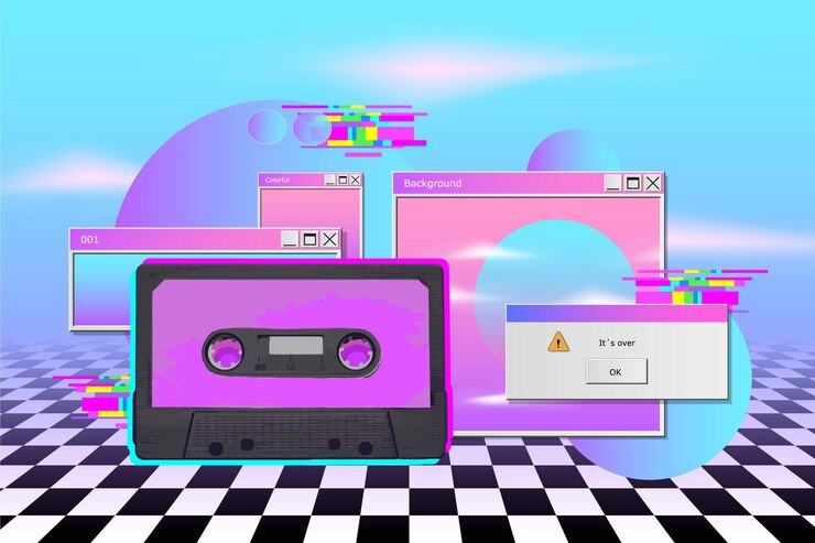 Free Vector realistic vintage vaporwave background