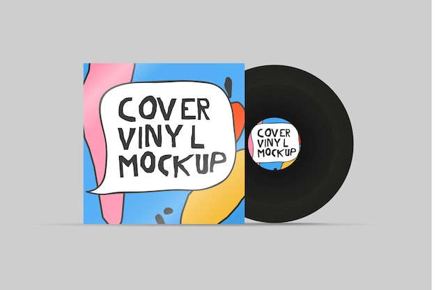 Free vector realistic vinyl cover and disc cover mockup