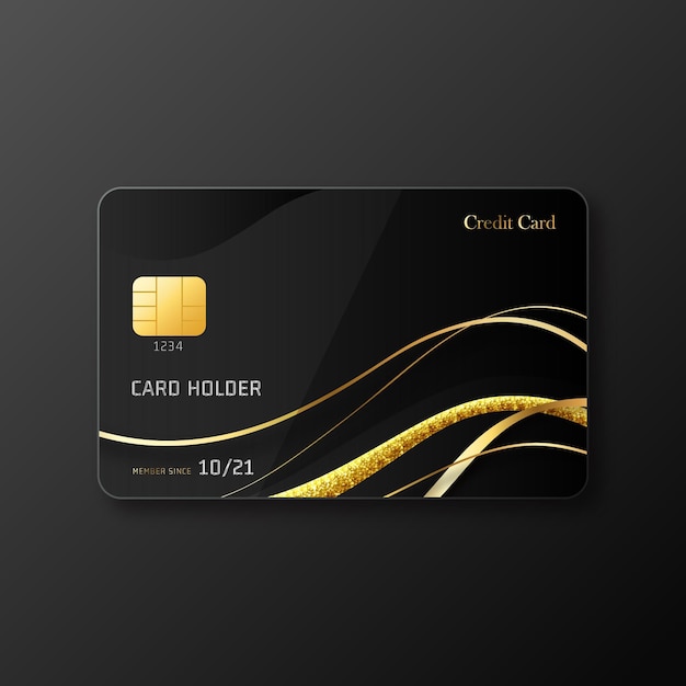 Realistic vip card template with golden details