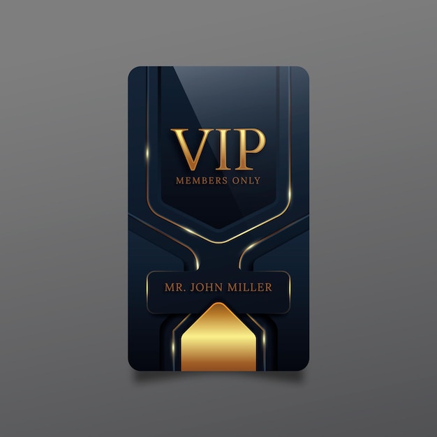 Free vector realistic vip card template with golden details