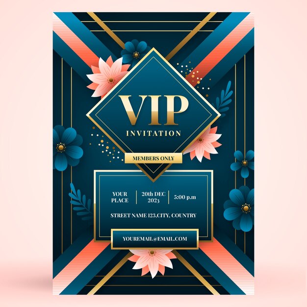 무료 벡터 현실적인 vip 초대 카드 템플릿