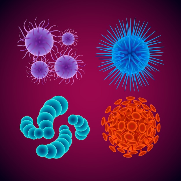 Free vector realistic virus collection