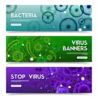 Vettore gratuito set di bandiere orizzontali di virus realistici