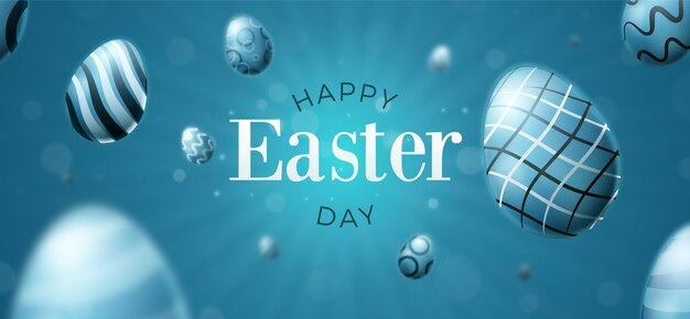 Realistic vivid monochrome easter banner