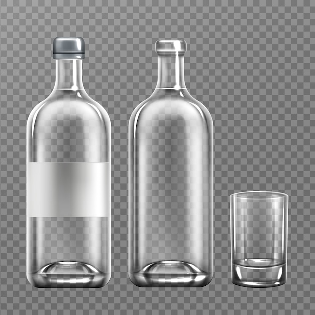 Free Vector  Realistic vodka glass bottle with glass