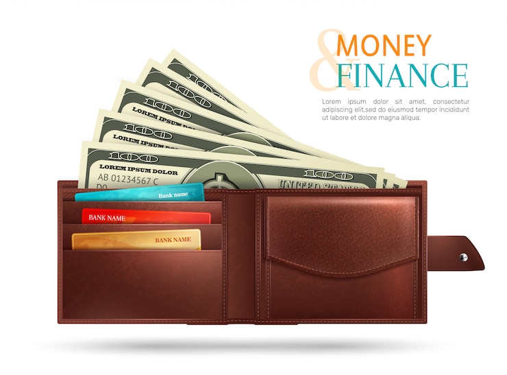 Free Vector realistic wallet composition