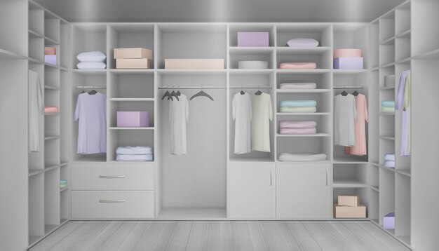 Free vector realistic wardrobe with clothes