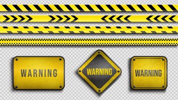 Realistic warning signs collection