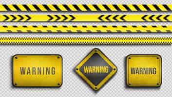 Бесплатное векторное изображение Коллекция реалистичных предупреждающих знаков