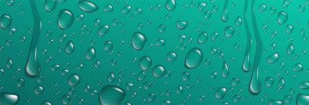 Free vector realistic water drops on turquoise surface