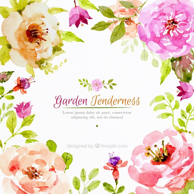 Realistic watercolor flowers background