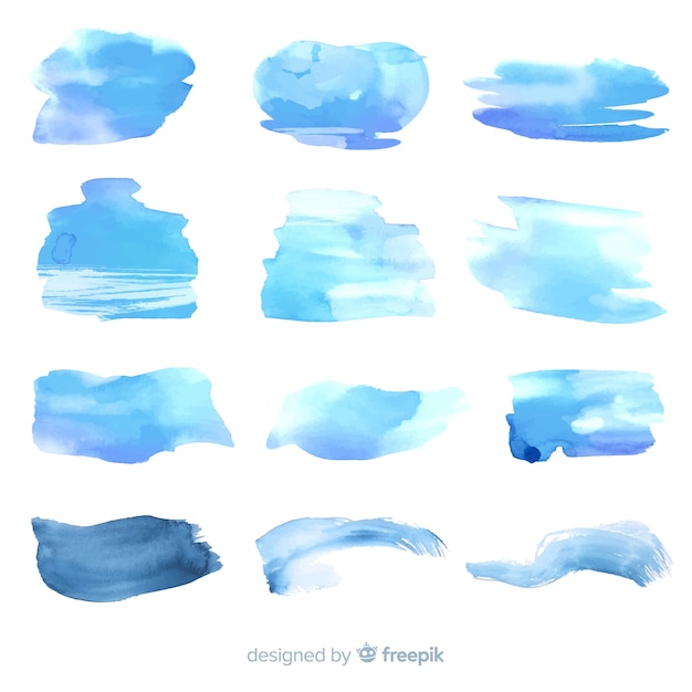 Free vector realistic watercolor trace collection