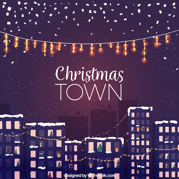 Free vector realistic watercolour christmas town