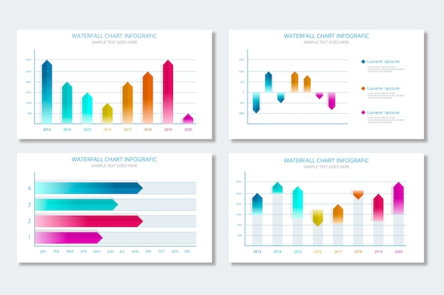 Realistic waterfall chart collection