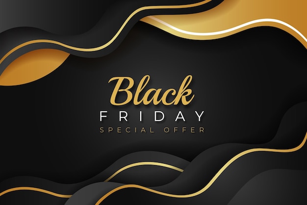 Realistic wavy black friday background