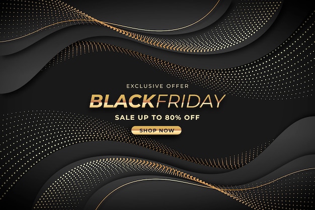 Realistic wavy black friday background