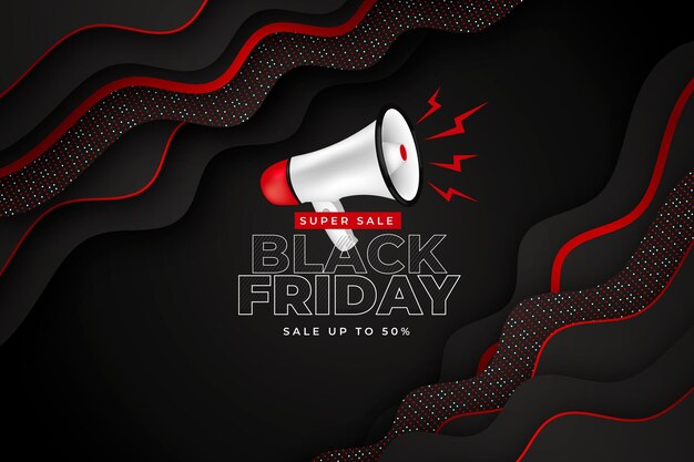 Free vector realistic wavy black friday background