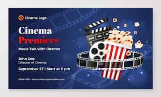 Free vector realistic webinar template for movie premiere event