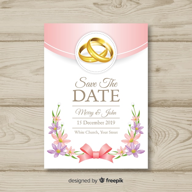 Free vector realistic wedding invitation template
