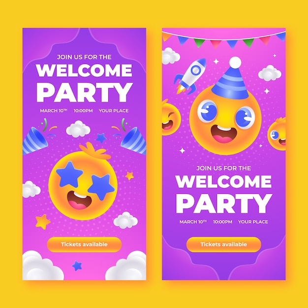 Free vector realistic welcome party vertical banners