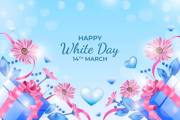 Realistic white day celebration background