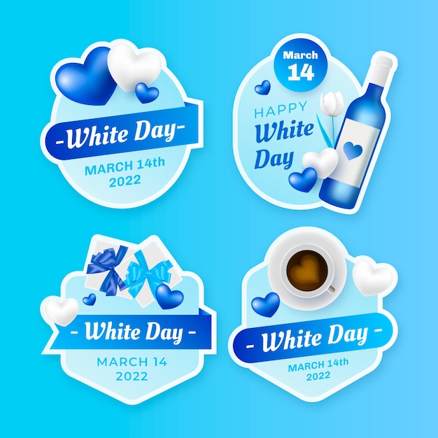 Free vector realistic white day labels collection